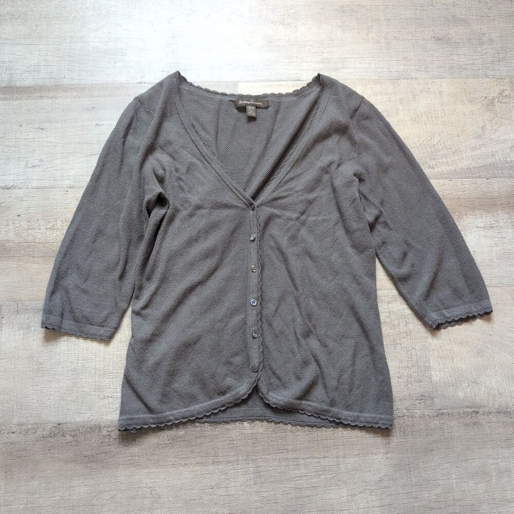 Tommy Bahama Womens Buttom Down Cardigan Gray Knit Casual Sweater Medium M Light